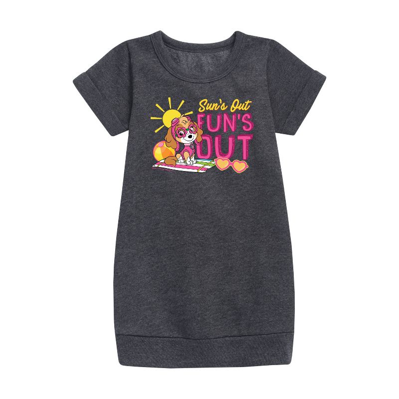 Girls' - Paw Patrol - Skye Suns Out Funs Out Graphic Short Sleeve Fleece Dress