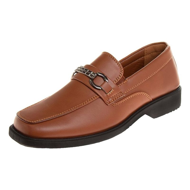 Josmo Boys' Slip-On Dress Shoes with Metal Accent: Classic Oxford Dress Shoes with Slip-On Design