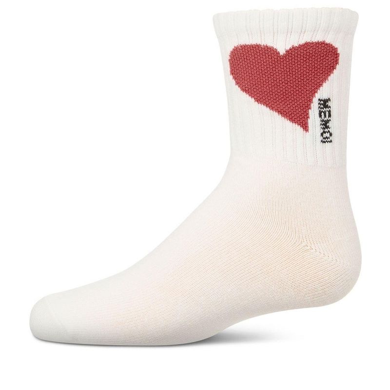 Memoi Girls' Single Heart Logo Crew Socks
