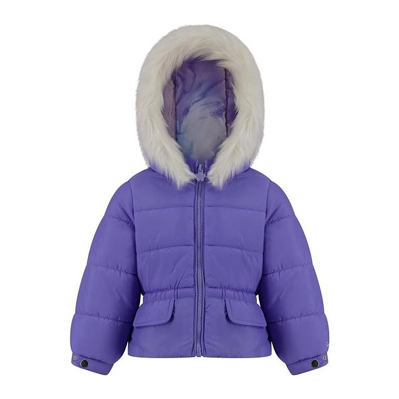 LONDON FOG Girls' Heavyweight Warm Winter Coat with Faux Fur Trim