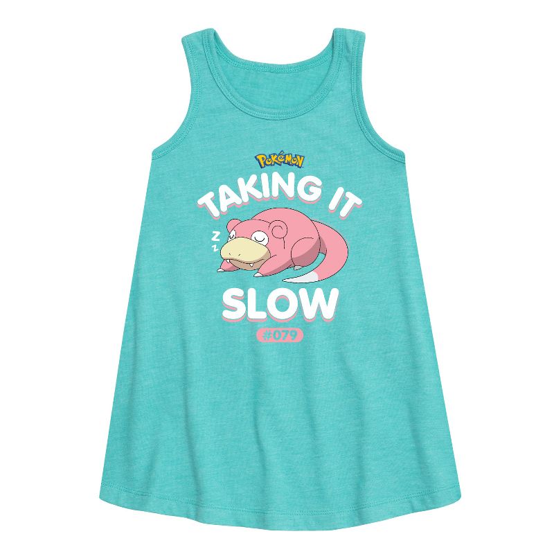 Girls' - Pokémon - Slowpoke Taking It Slow Graphic Sleeveless Aline Dress