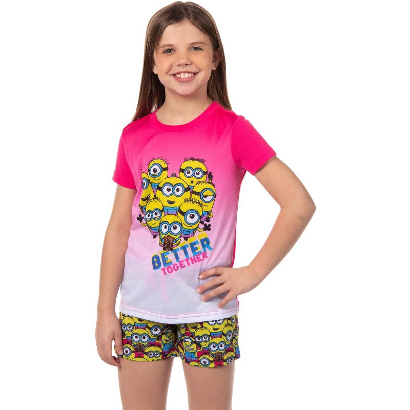 Despicable Me Girls' Movie Minions Better Together Pajama Set Shorts Pink