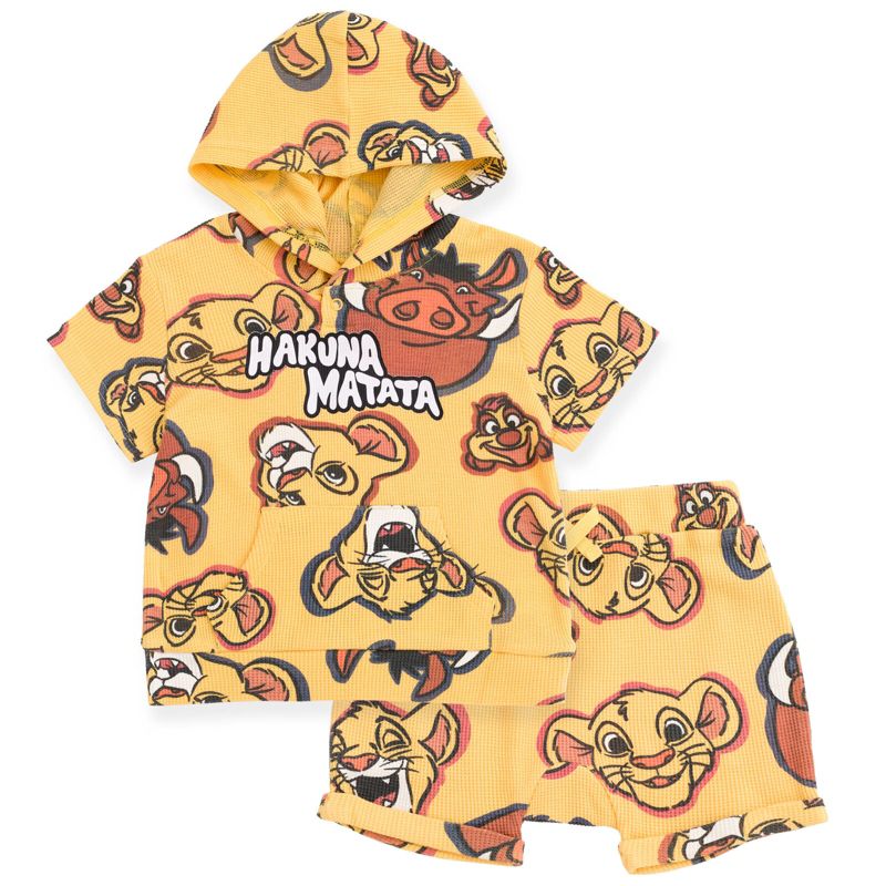 Disney Waffle Knit Pullover Hoodie and Shorts Outfit Set Toddler