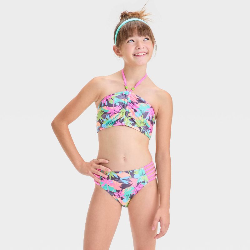 Girls' A Trip to Paradise Floral Printed Bikini Set - art class™