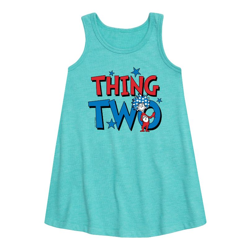Girls' - Dr. Seuss - American Thing Two Graphic Sleeveless Aline Dress