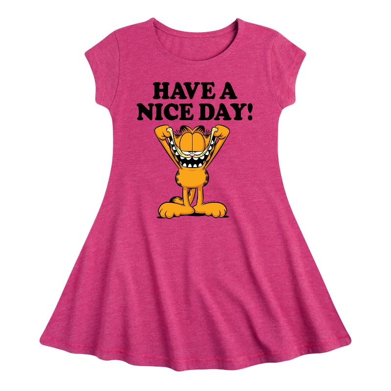 Girls' - Garfield - Have A Nice Day Fit & Flair Cap Sleeve Dress