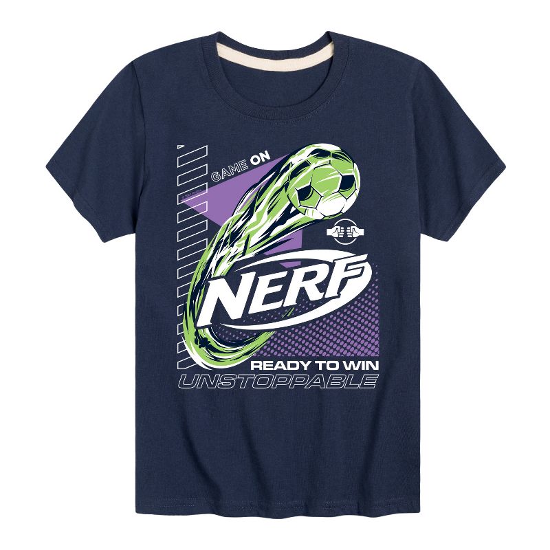 تي شيرت جرافيكي بأكمام قصيرة للأولاد من NERF - لعبة كرة القدم "Unstoppable Ready To Win"