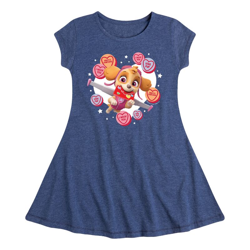 Girls' - Paw Patrol - Skye Conversation Hearts Fit & Flair Cap Sleeve Dress
