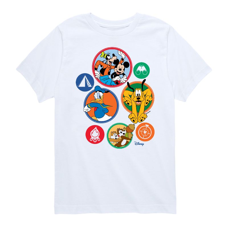 Boys' - Disney - Mickey & Crew Camping Badges Short Sleeve Graphic T-Shirt