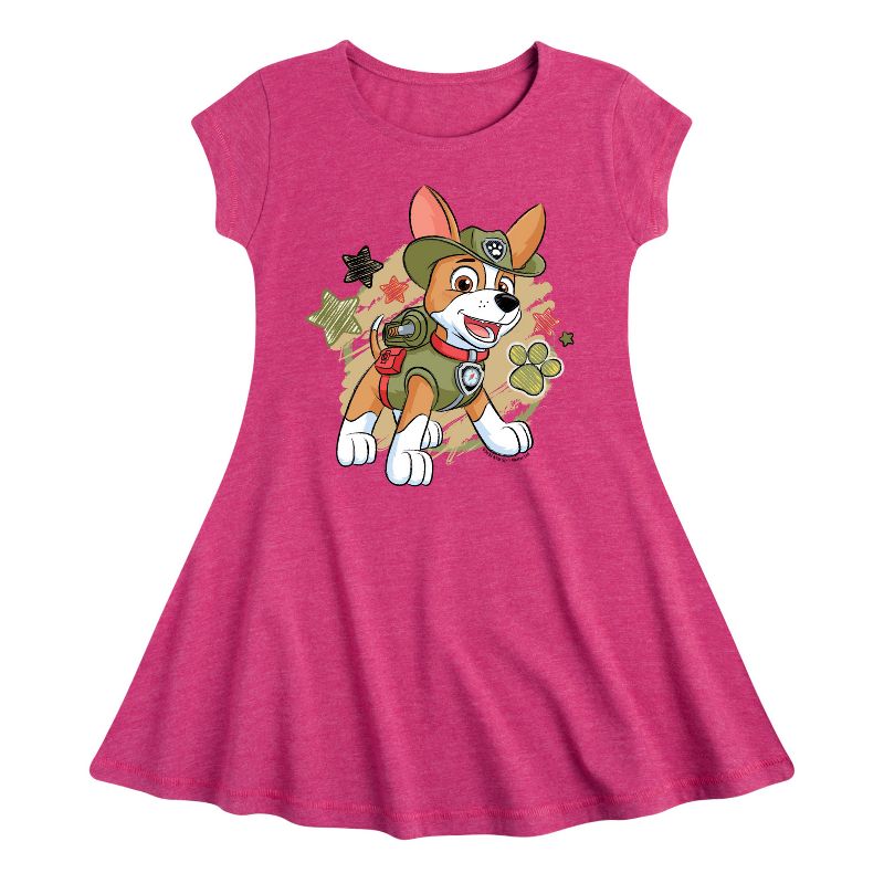 Girls' - Paw Patrol - Tracker Paw Patrol Fit & Flair Cap Sleeve Dress
