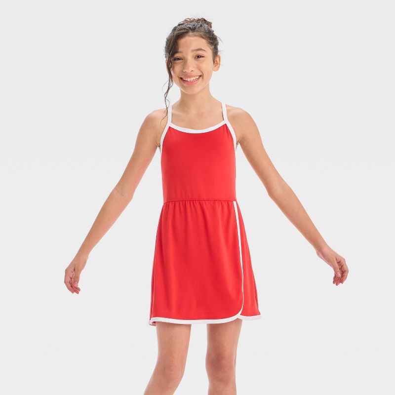 Girls' Knit Contrast Trim Dress - All In Motion™