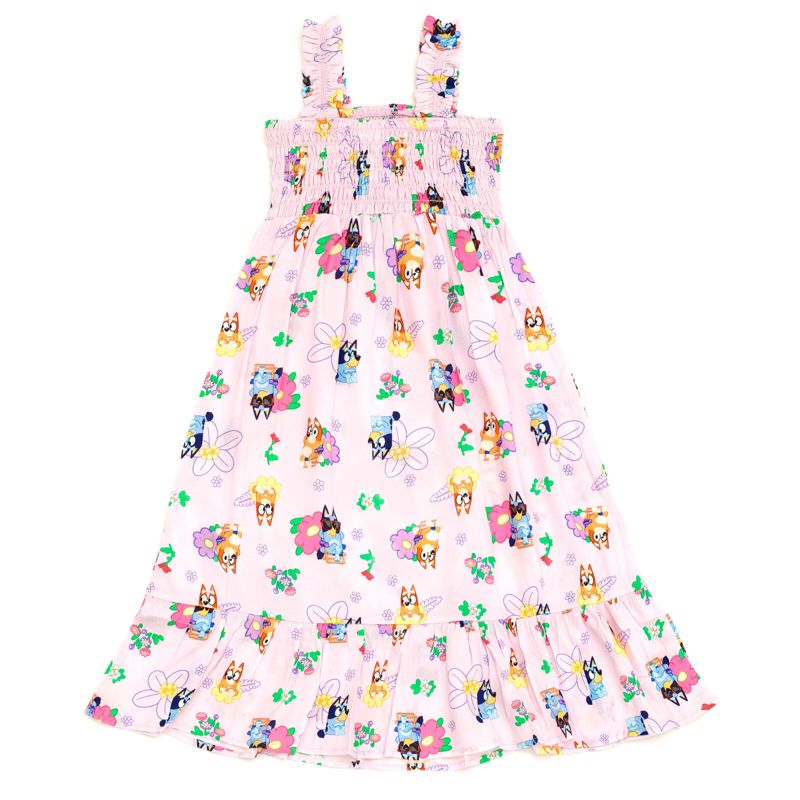 Bluey Square Neck Smocked Maxi Dress