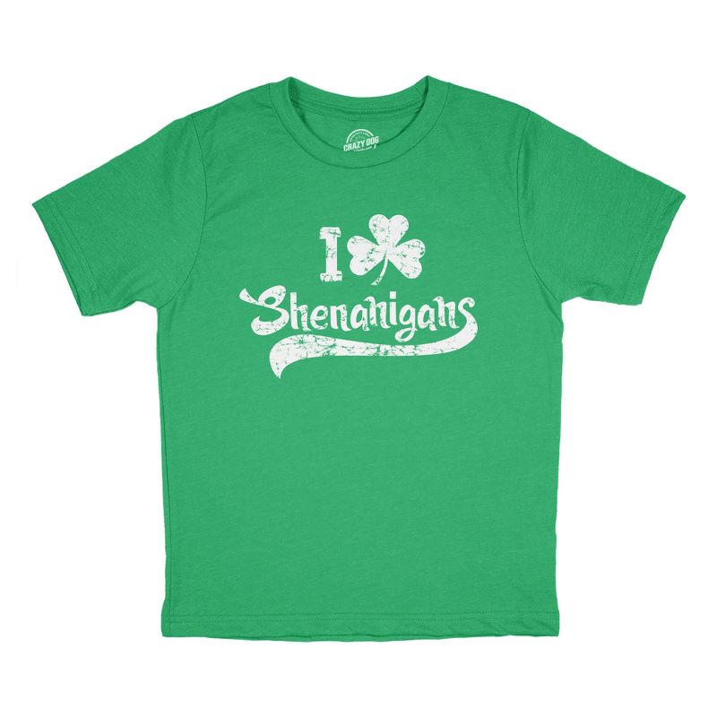 Youth T Shirts I Clover Shenanigans Funny St Patricks Day Tee For Kids - Crazy Dog Youth T Shirt