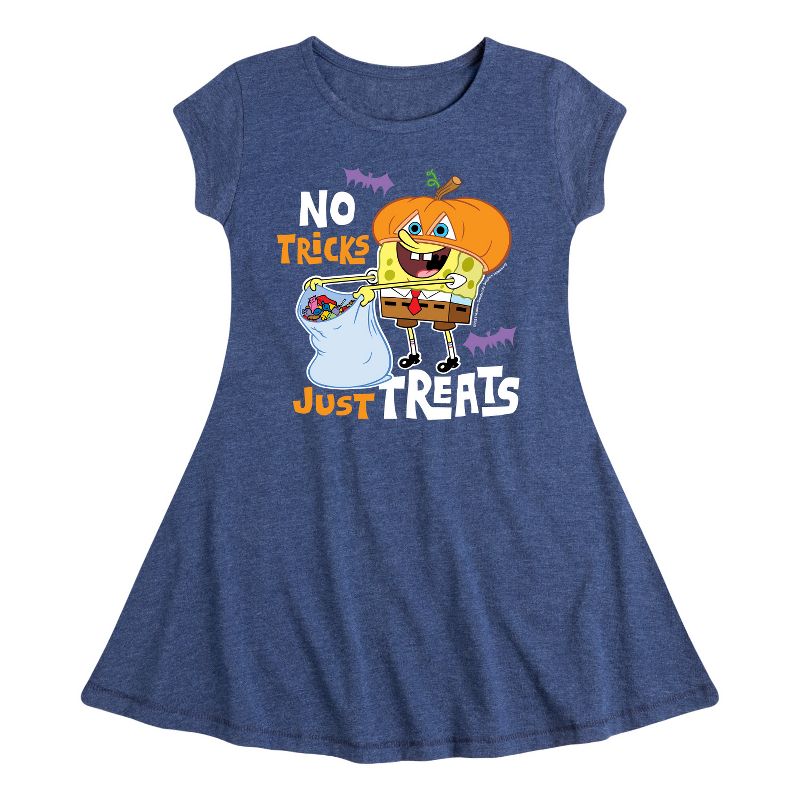 Girls' - SpongeBob SquarePants - No Tricks Just Treats Fit & Flair Cap Sleeve Dress
