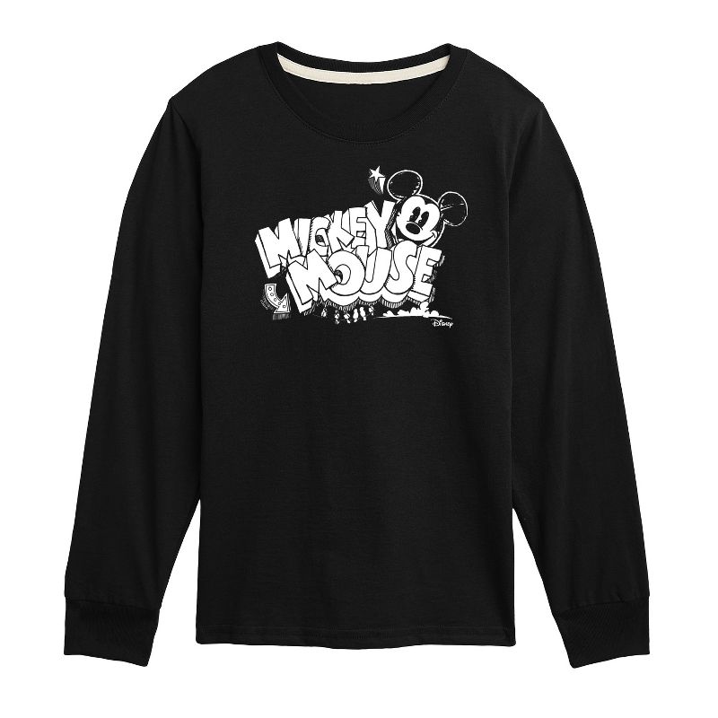Boys' - Disney - Mickey Mouse Chalk Drawing Long Sleeve Graphic T-Shirt