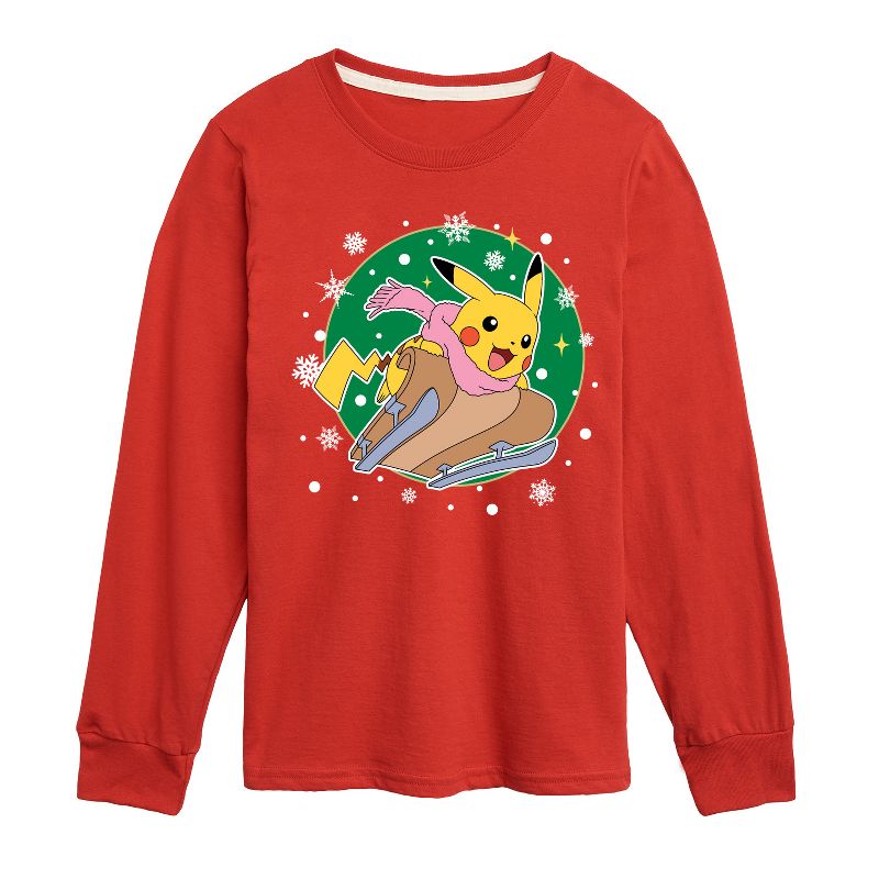 تي شيرت جرافيكي بأكمام طويلة بتصميم مزلجة بيكاتشو للأولاد - بوكيمون