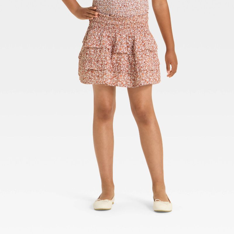 Girls' Smocked 'Floral' Ruffle Skirt - Cat & Jack™ White