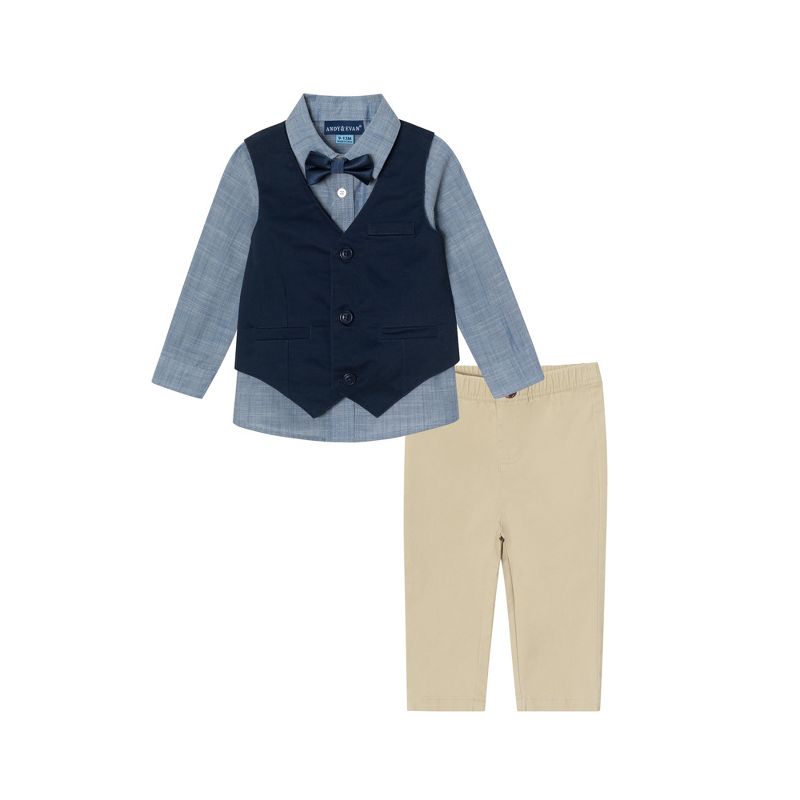 Andy & Evan Toddler Navy Vest & Buttondown Shirt Set