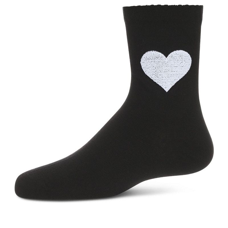Memoi Girls' Fuzzy Heart Crew Socks