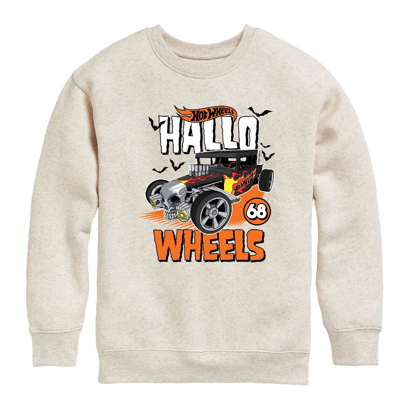 Boys' - Hot Wheels - Bonecrusher Hallo Wheels 68 with Bats Graphic Long Sleeve Fleece Sweatshirt