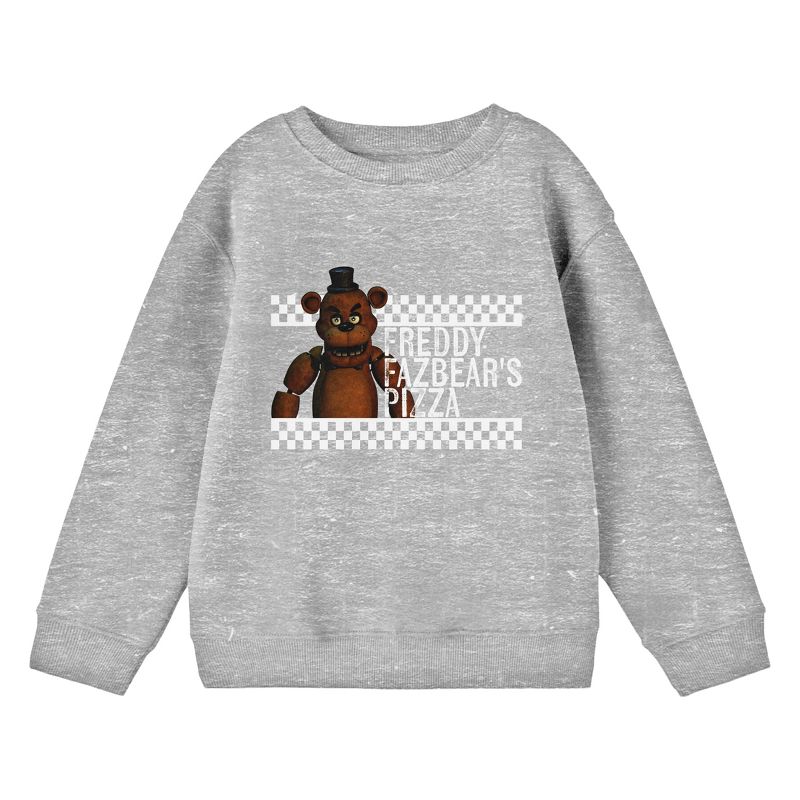 Five Nights At Freddy's Freddy Fazber's Pizza Crew Neck Long Sleeve Athletic Heather Youth Sweatshirt