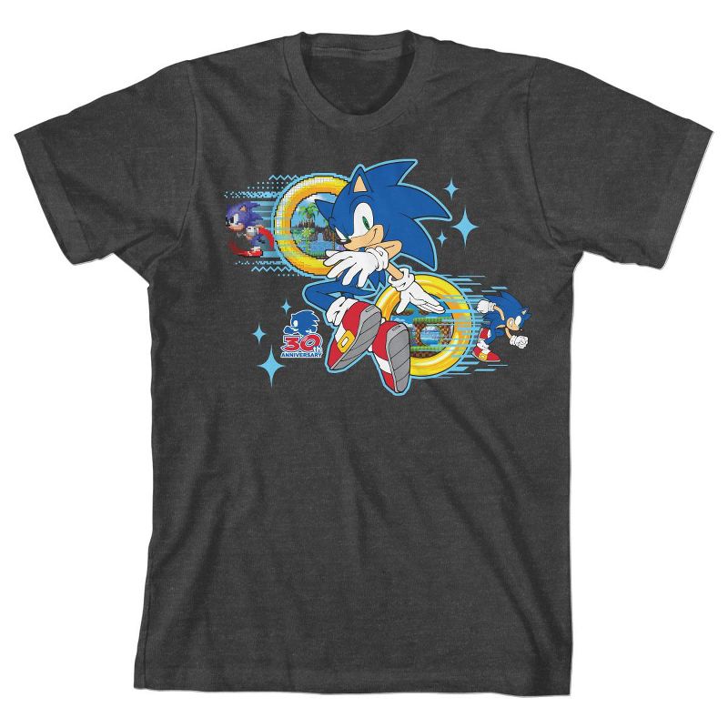 Sonic the Hedgehog Classic Animated Character 30th Anniversary Classic Charcoal Tee