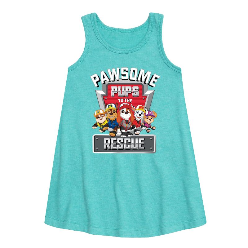 Girls' - Paw Patrol - Pawsome Pups To The Rescue Graphic Sleeveless Aline Dress