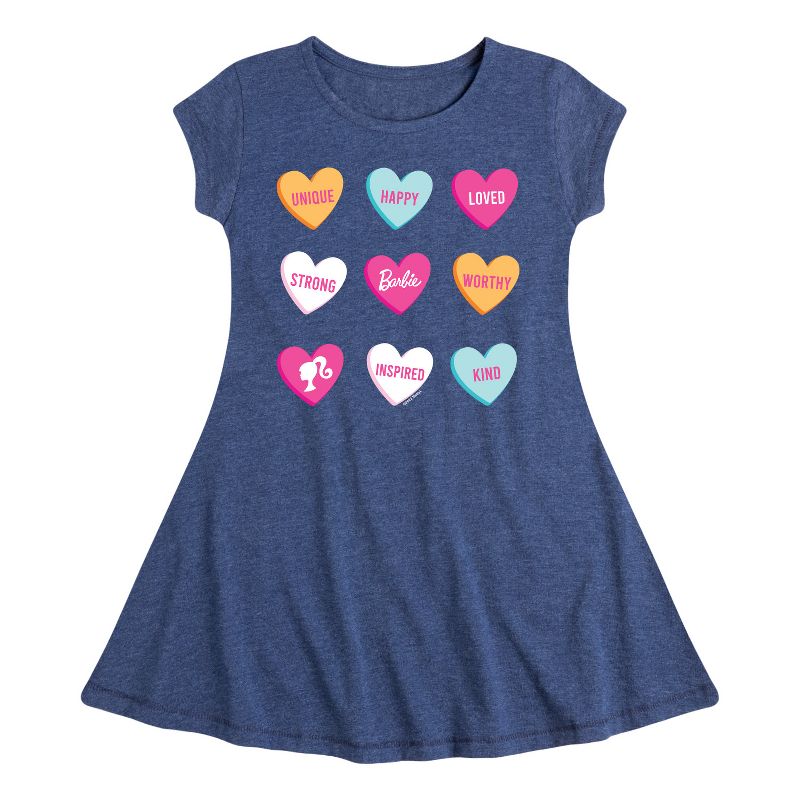 Girls' - Barbie - Candy Hearts Fit & Flair Cap Sleeve Dress