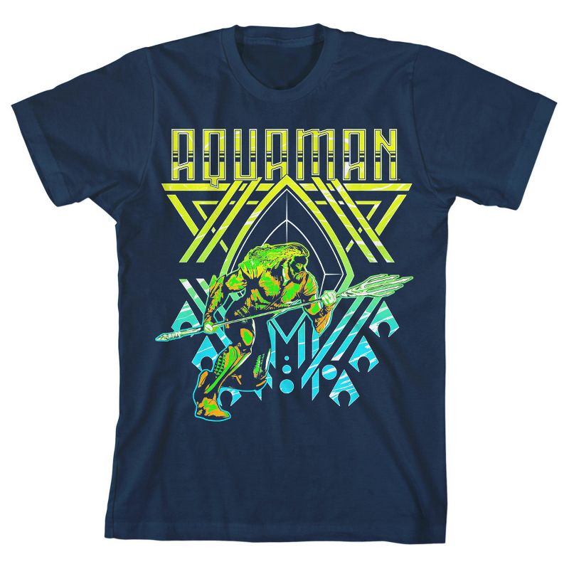 Justice League Movie Aquaman Throne Boy's Navy Tee