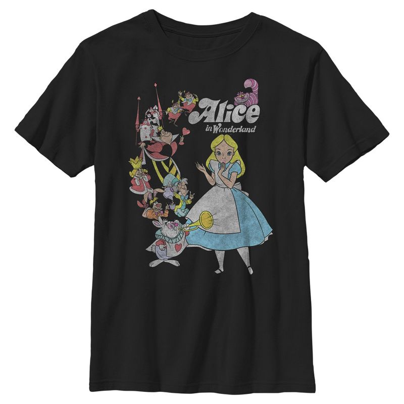 Boy's Alice in Wonderland Distressed Group Shot T-Shirt