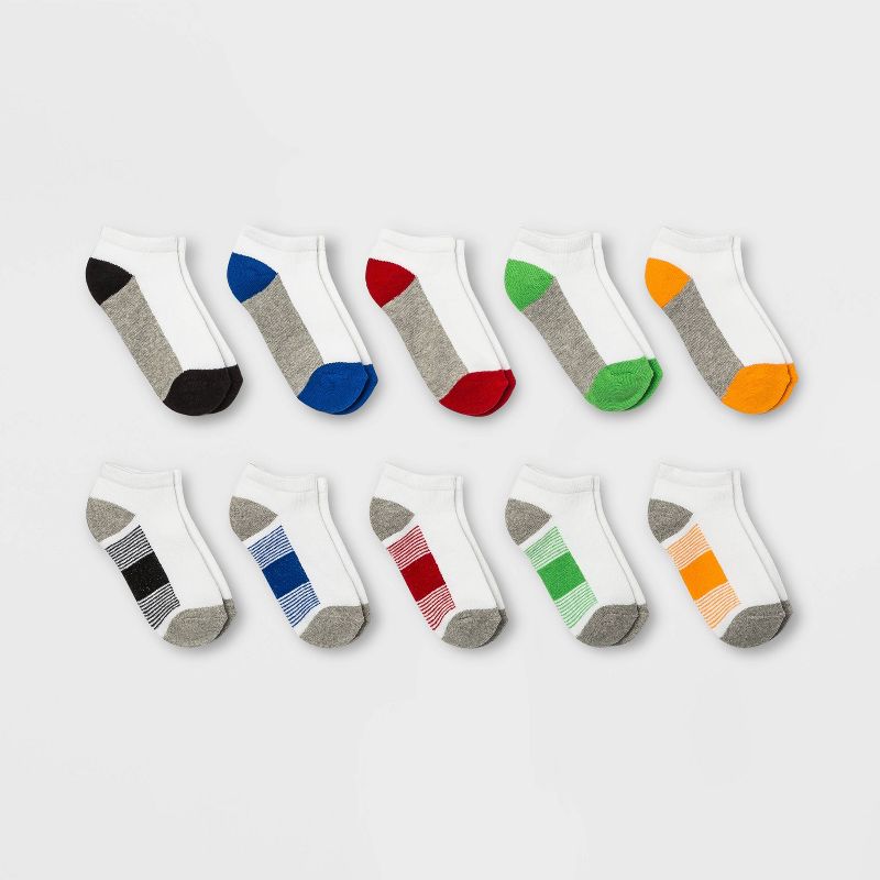 Boys' 10pk Low Cut Socks - Cat & Jack™ White