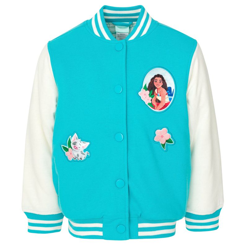 Disney Minnie Mouse Frozen Lilo & Stitch Moana Girls Varsity Bomber Jacket Little Kid to Big Kid