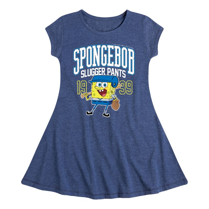 فستان سبونج بوب سكوير بانتس للبنات - فستان سبونج بوب سلاجر بانتس - فستان بأكمام قصيرة بتصميم أنيق
