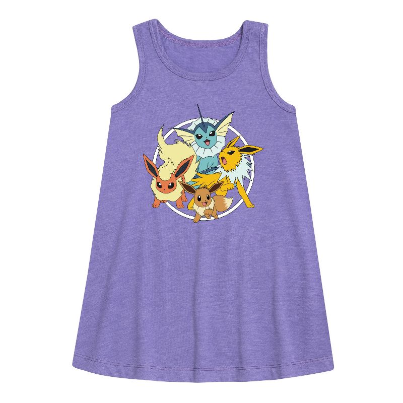Girls' - Pokémon - Eevee Group Graphic Sleeveless Aline Dress