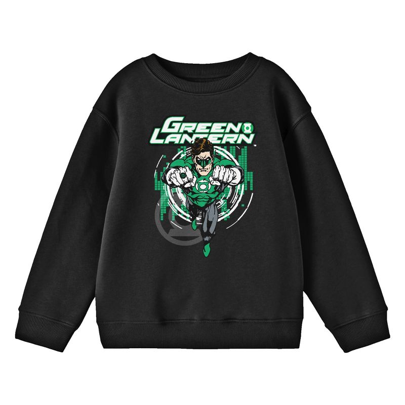 قميص أسود بأكمام طويلة للأولاد من Green Lantern Flying Superhero