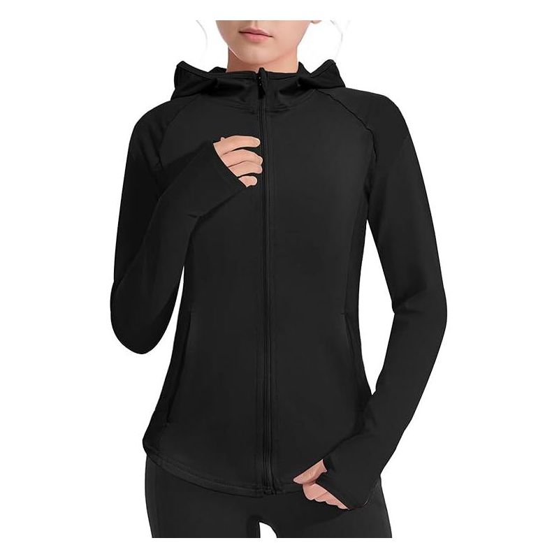 Girls Long Sleeve Zip Up Athletic Hoodie Top Lightweight Jacket Fishing Hiking Sun Protection Outwear
