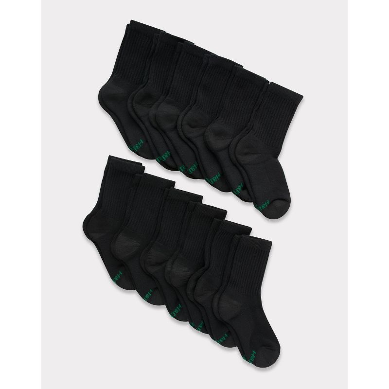 Hanes Boys' 12pk Cushioned Crew Socks
