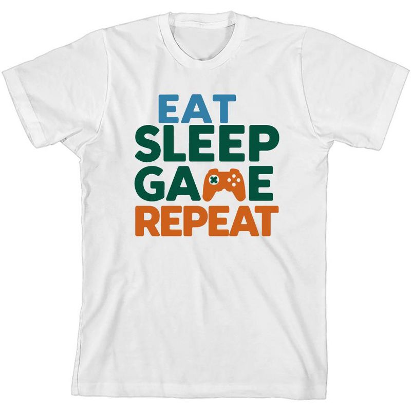 "Eat, Sleep, Game, Repeat" Youth Crew Neck Short Sleeve Tee