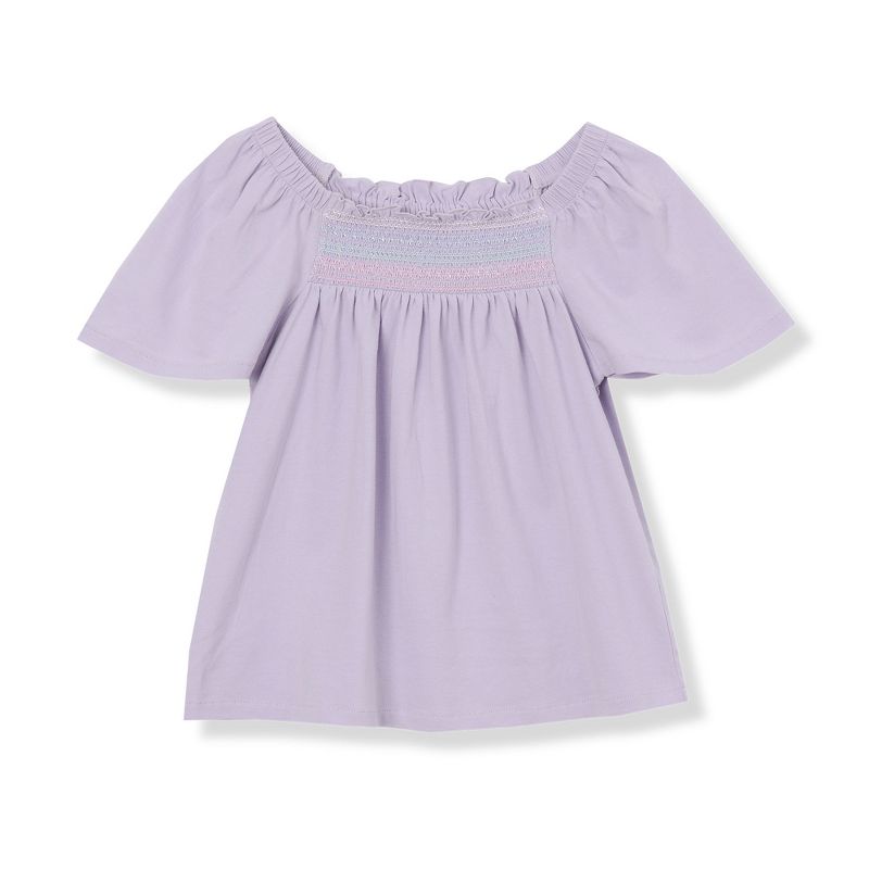 Lands' End Kids Short Sleeve Smock Flutter Top