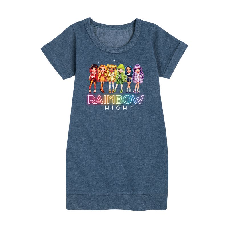 Girls' - Rainbow High - Rainbow High Character Group Graphic Short Sleeve Fleece Dress