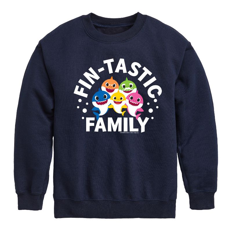 Boys' - Baby Shark - Fintastic Family Graphic Long Sleeve Fleece Sweatshirt