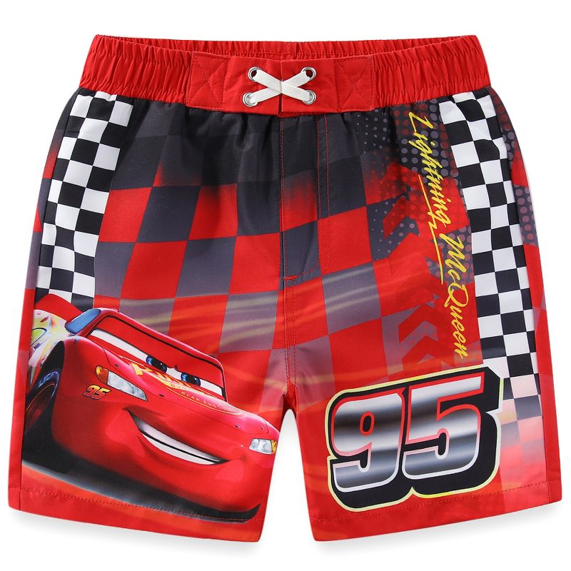 Disney Cars Lightning McQueen Boys UPF 50+ Swim Trunks Bathing Suit for Toddler and Big Kids - Size 2T