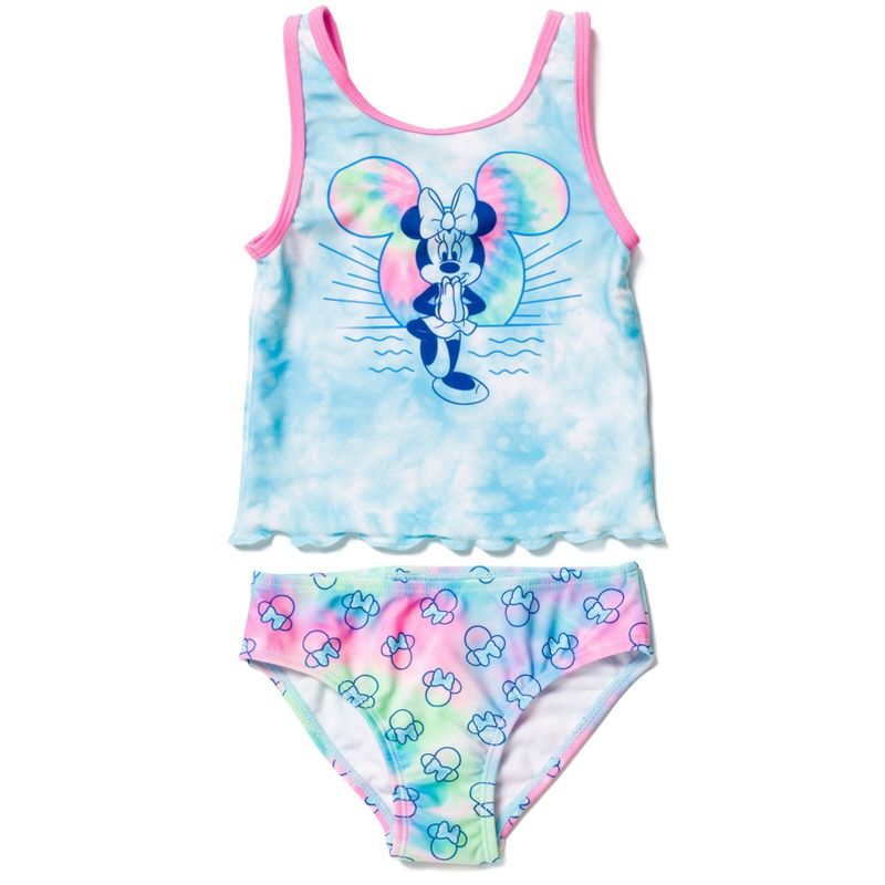 Disney Minnie Mouse Girls UPF 50+ Tankini Top and Bikini Bottom Swim Set Little Kid to Big Kid