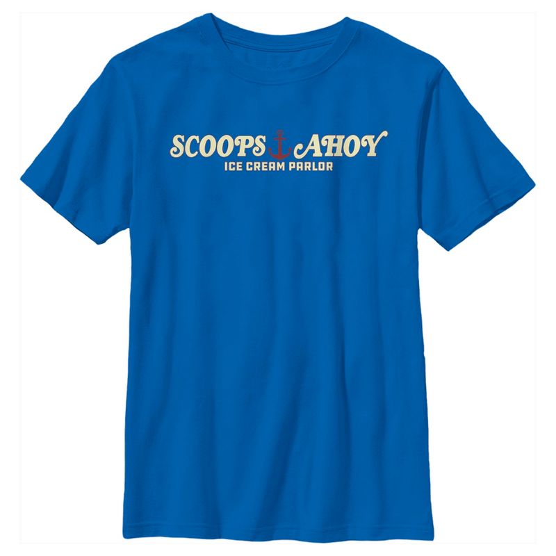 Boy's Stranger Things Scoops Ahoy Nautical Logo T-Shirt