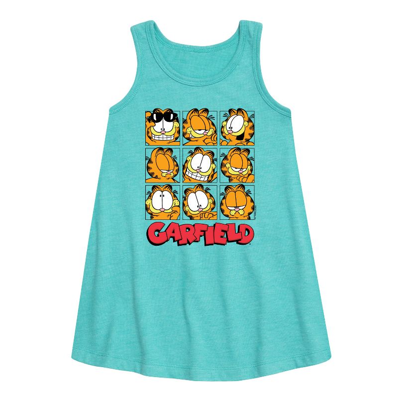 فستان غارفيلد للبنات - فيسز جريد جرافيكي بدون أكمام