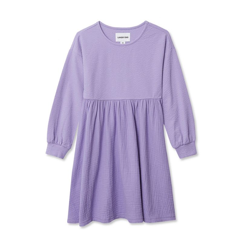 Lands' End Kids Long Sleeve Ribbed Dress