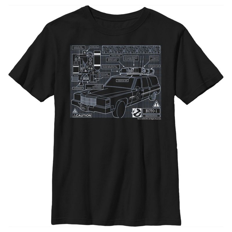 تي شيرت Ghostbusters Ecto-1 Blueprint للأولاد