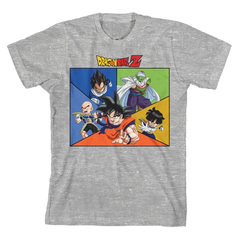 Dragon Ball Z Frieza Group With Colorful Background Boy's Heather Gray T-shirt