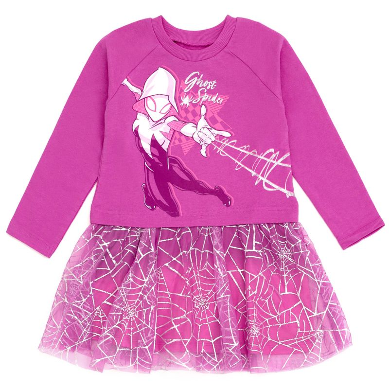Marvel Spider-Man Spider-Gwen Ghost Spider Girls French Terry Dress Little Kid to Big Kid