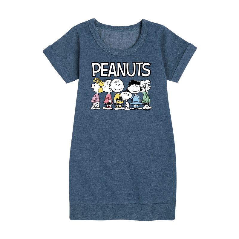 Girls' - Peanuts - Peanuts Crew Graphic Short Sleeve Fleece Dress